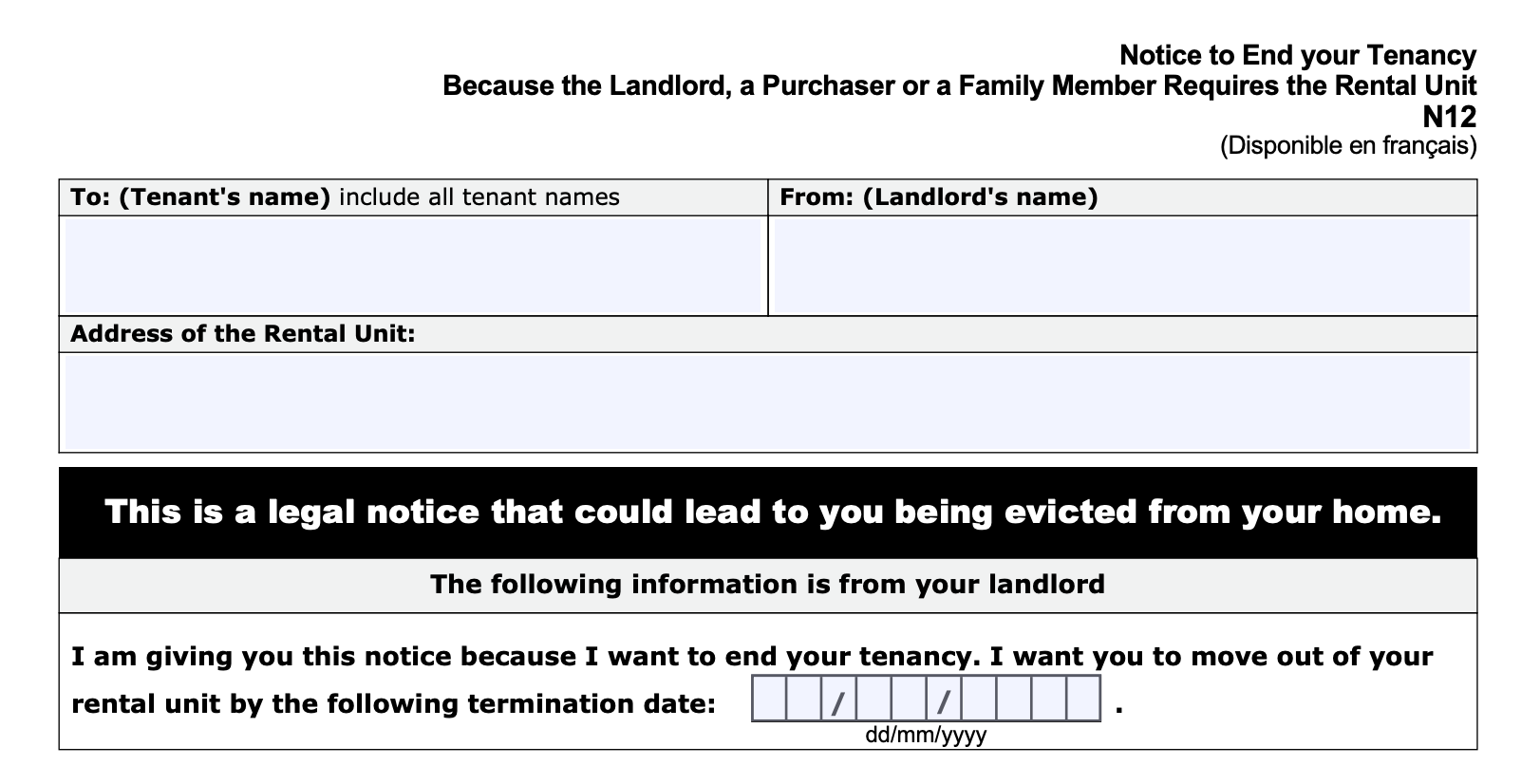 LTB Form N12